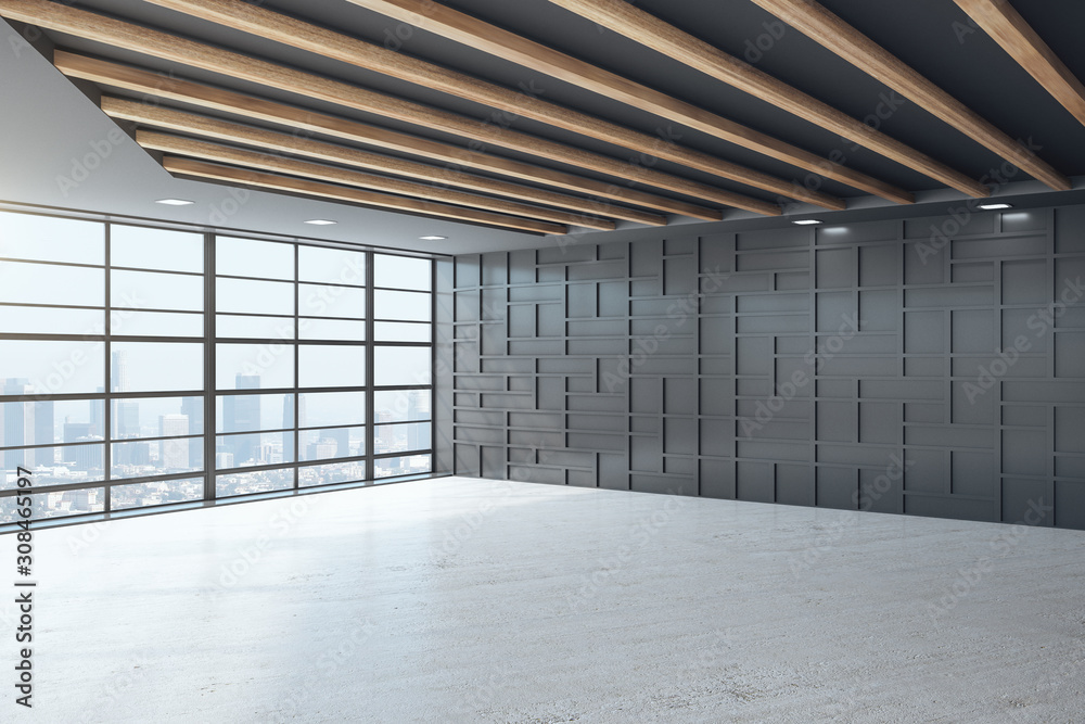 Black empty office interior