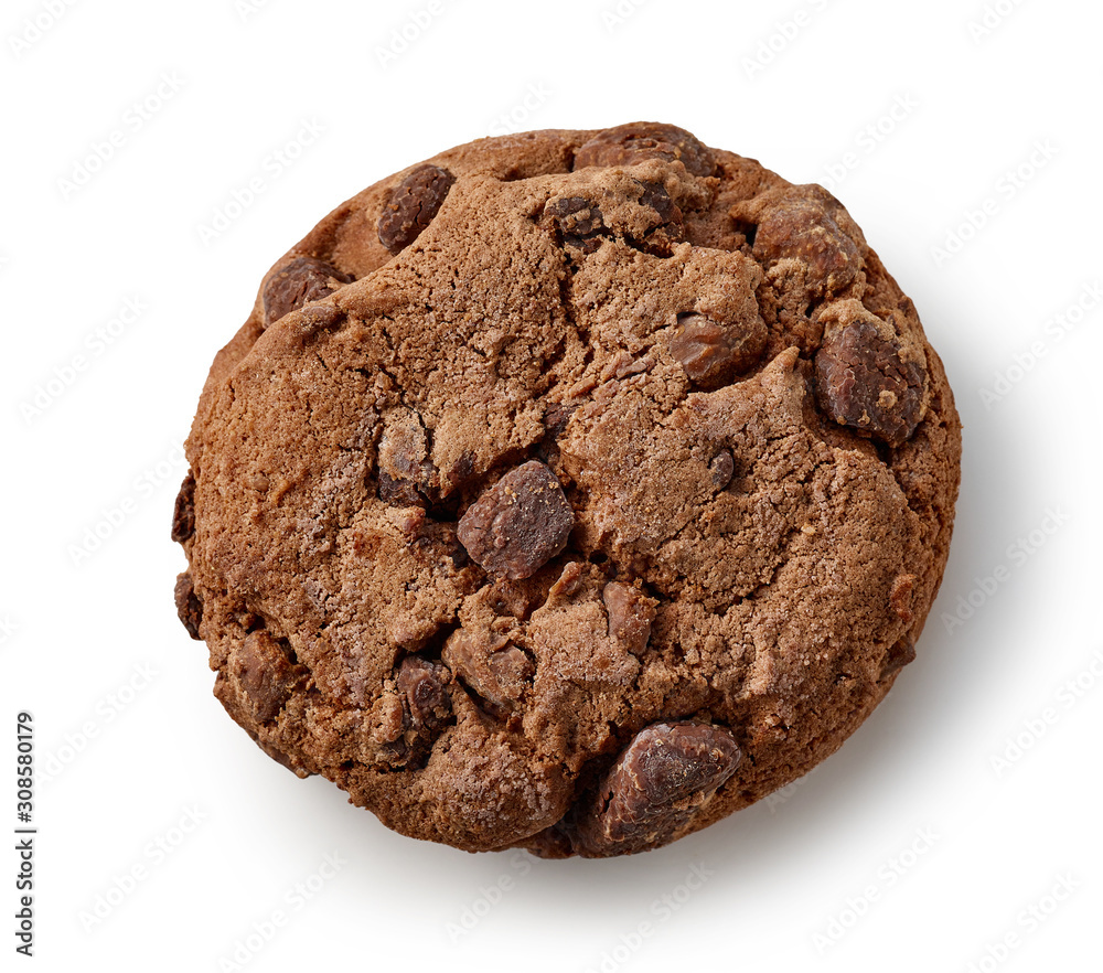 chocolate cookie on white background