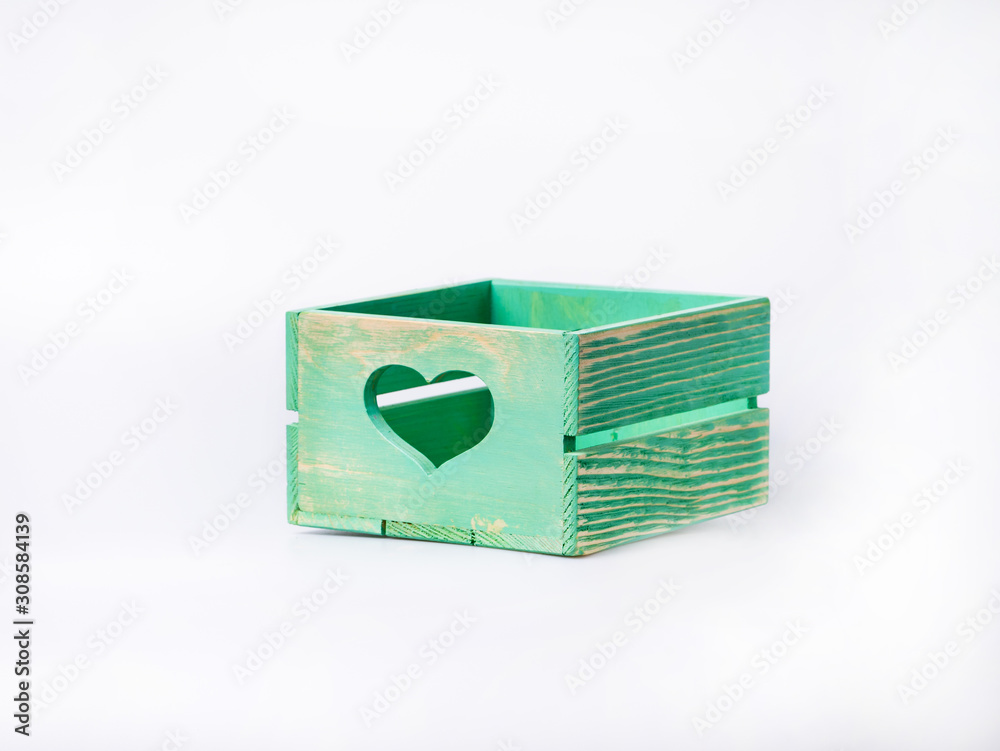 empty wood box on white background