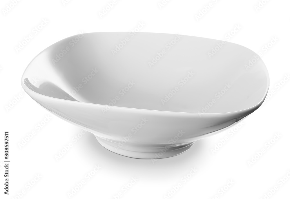 Empty ceramic plate on white background