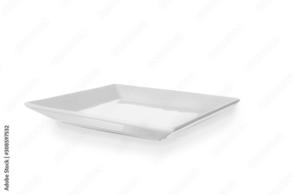 Empty ceramic plate on white background