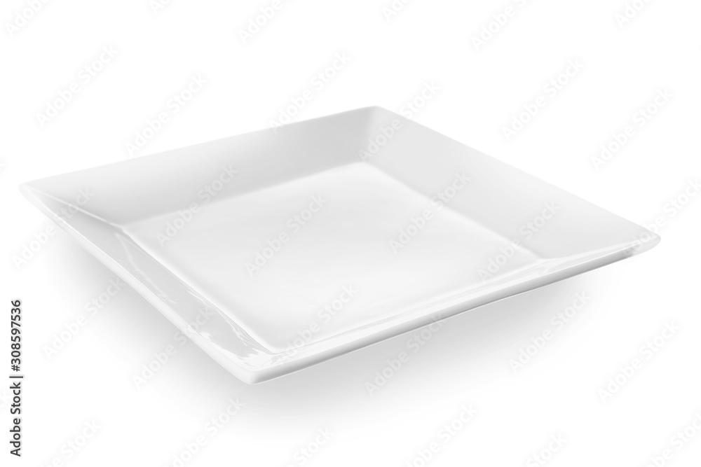 Empty ceramic plate on white background