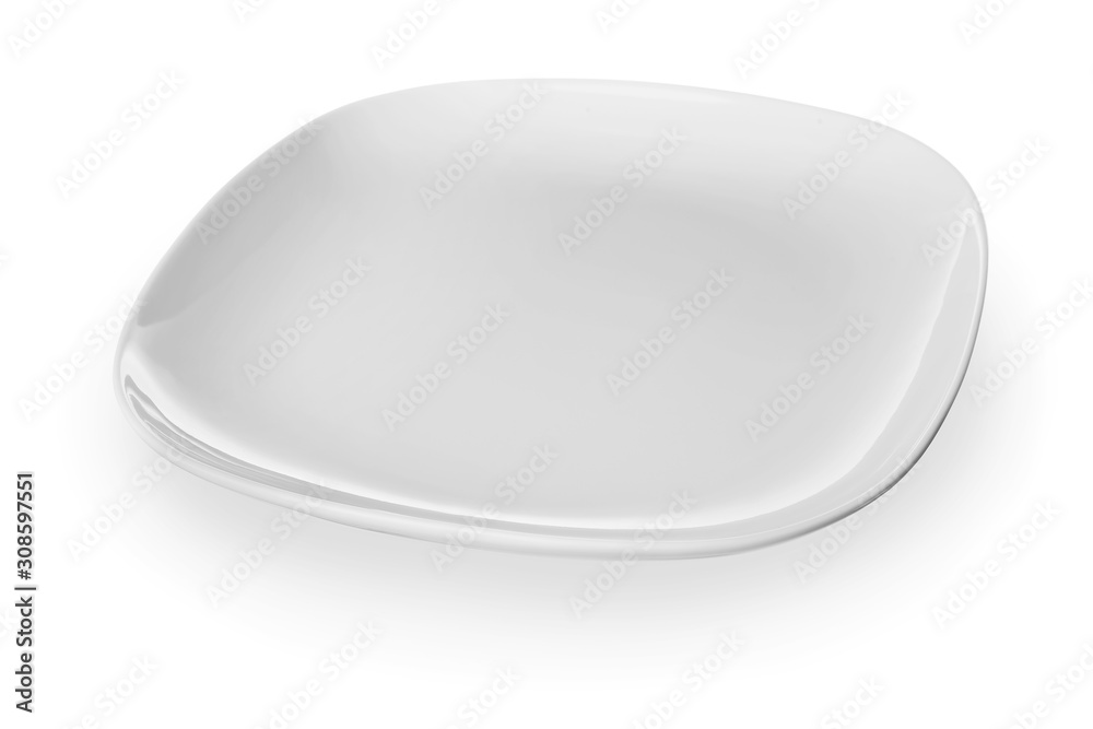 Empty ceramic plate on white background