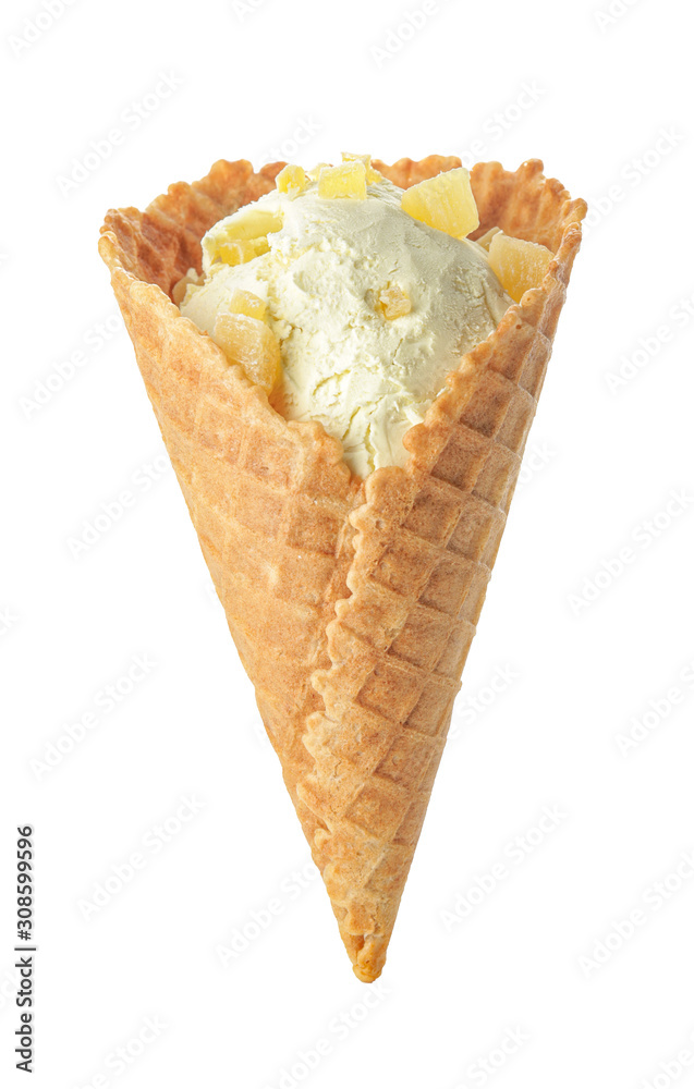 Sweet tasty ice-cream on white background