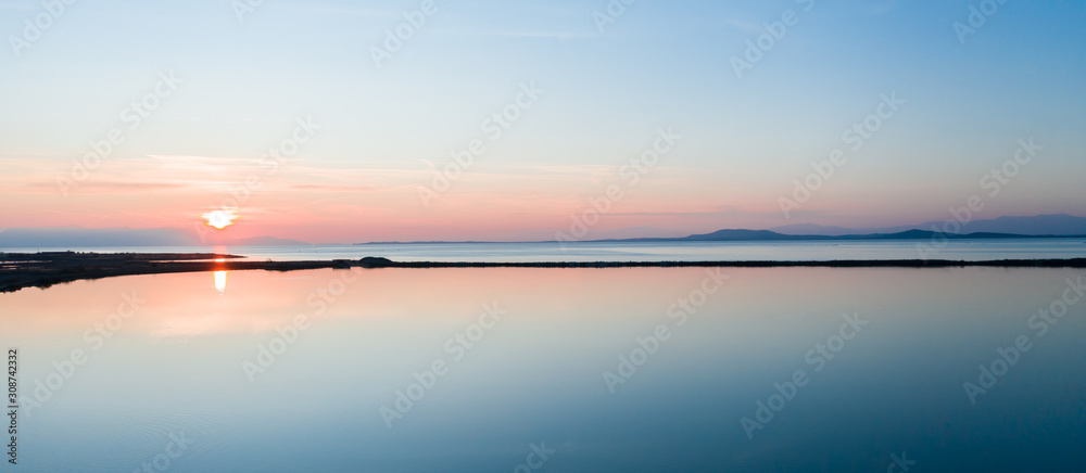 Lake during sunset.