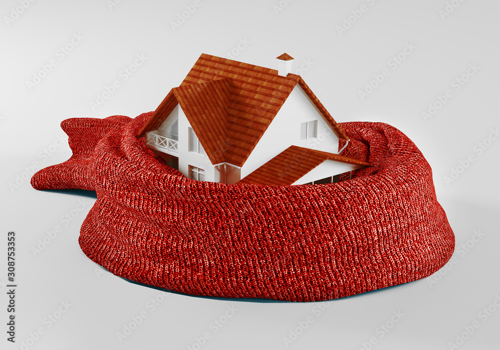 Background concepts. Comfortable insulated house soft scarf. 3d rendering