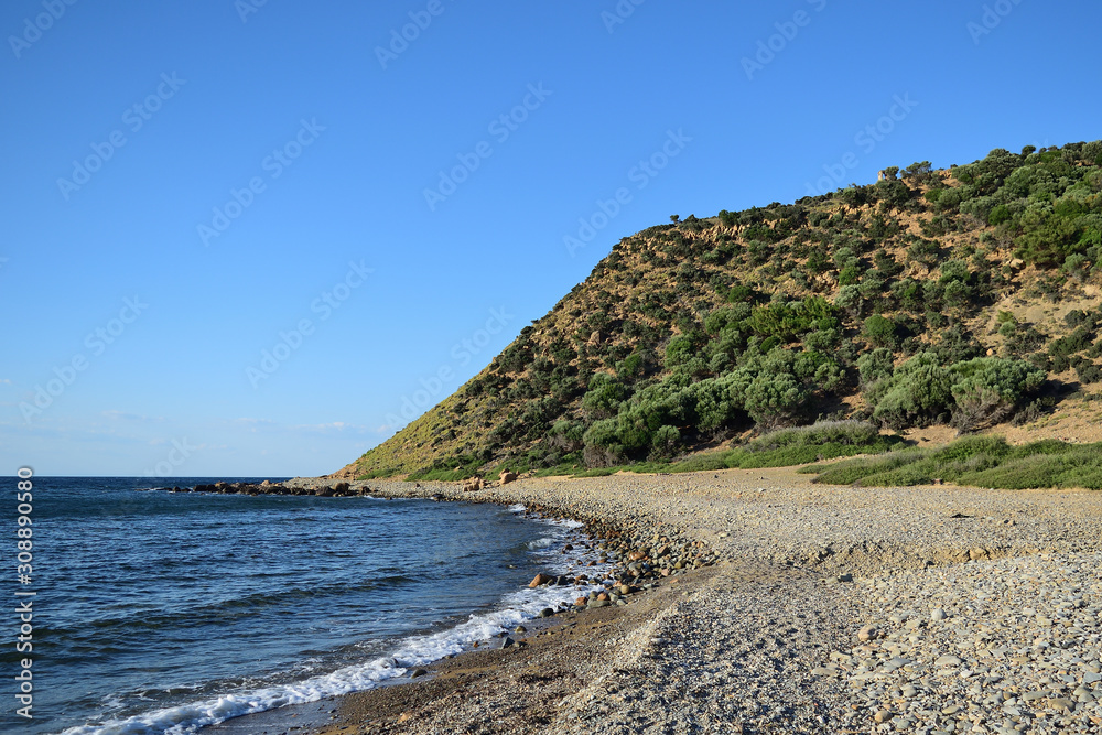 Marmaros海滩的海景-土耳其爱琴岛Gokceada（Imbros）