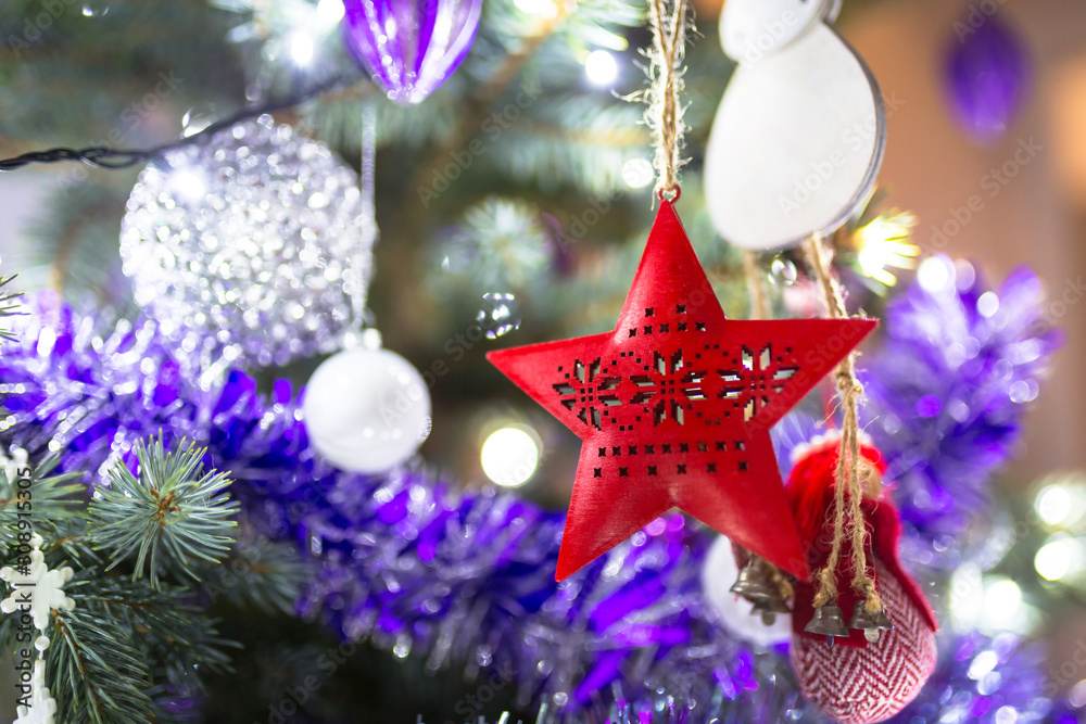 Christmas decorations on christmas tree