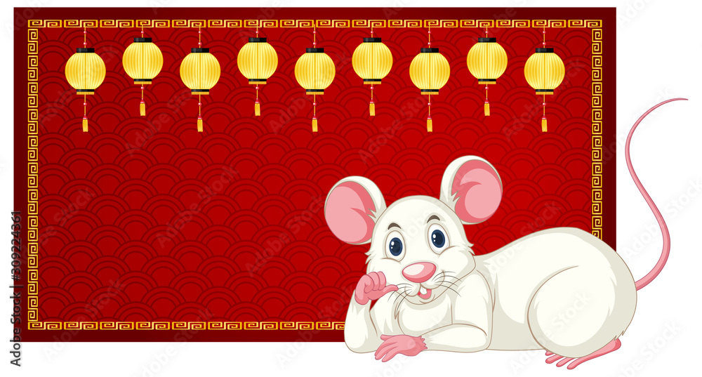 Happy new year background design with rat