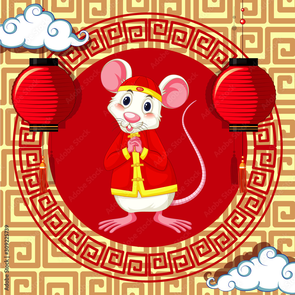 Happy new year background design with rat