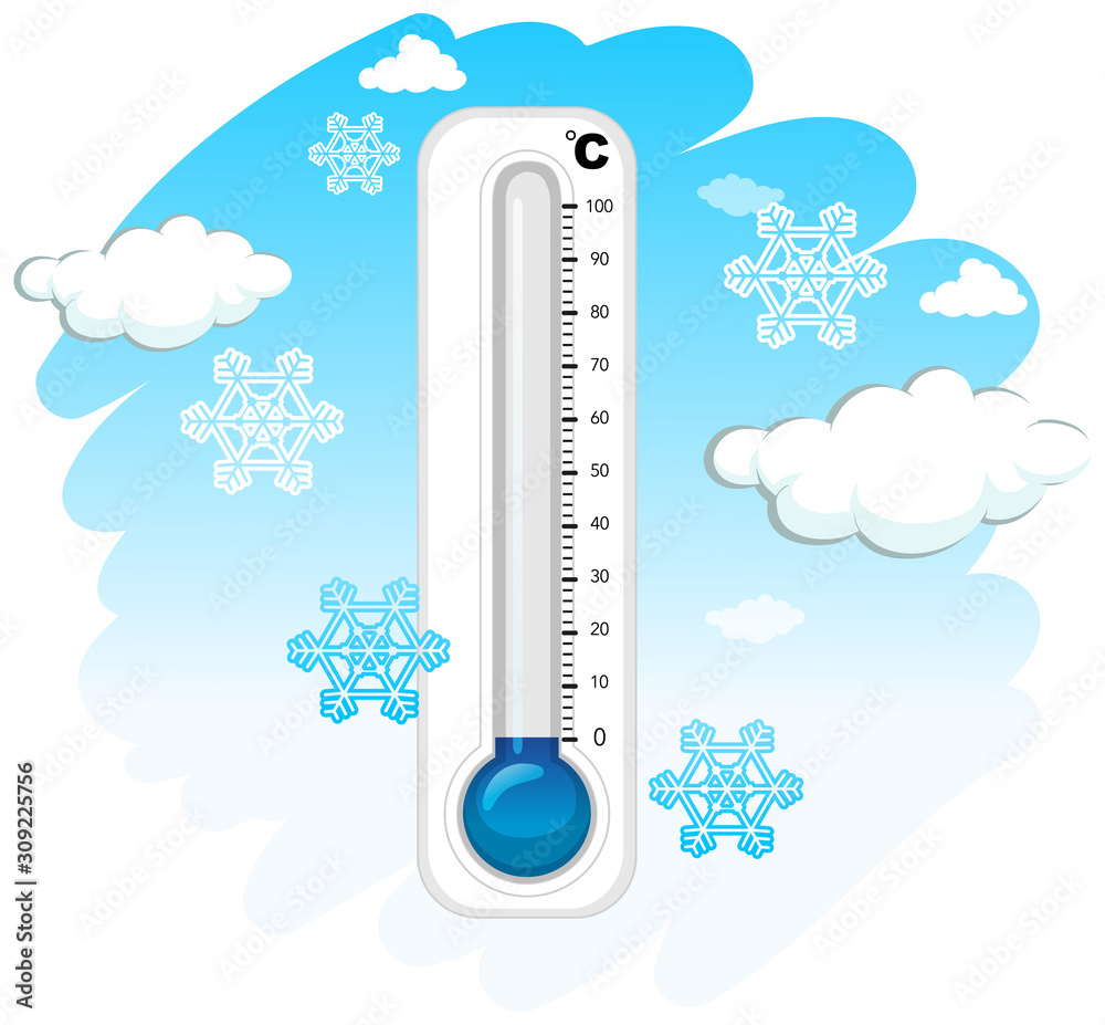 Thermometer and cold winter