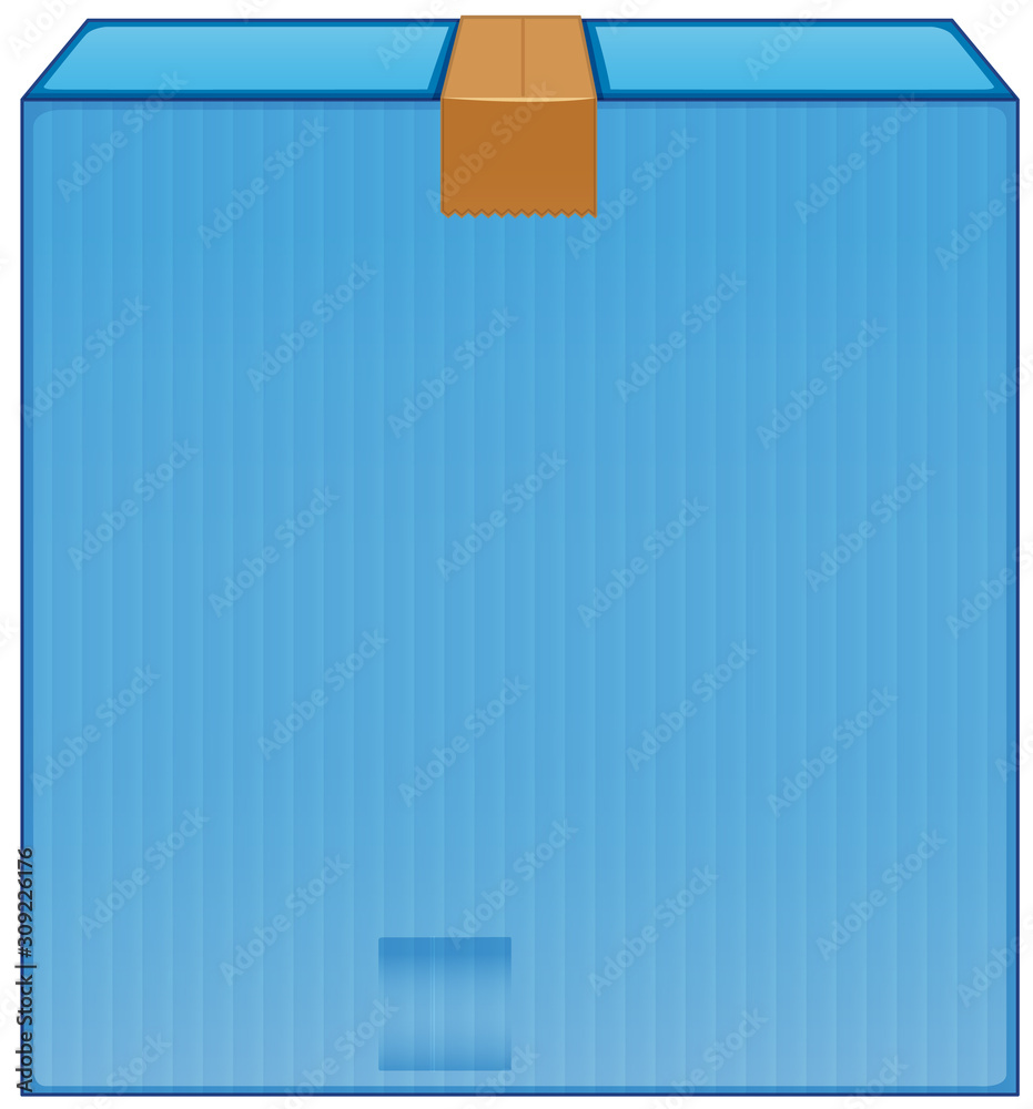 Cardboard box with brown tape on white background