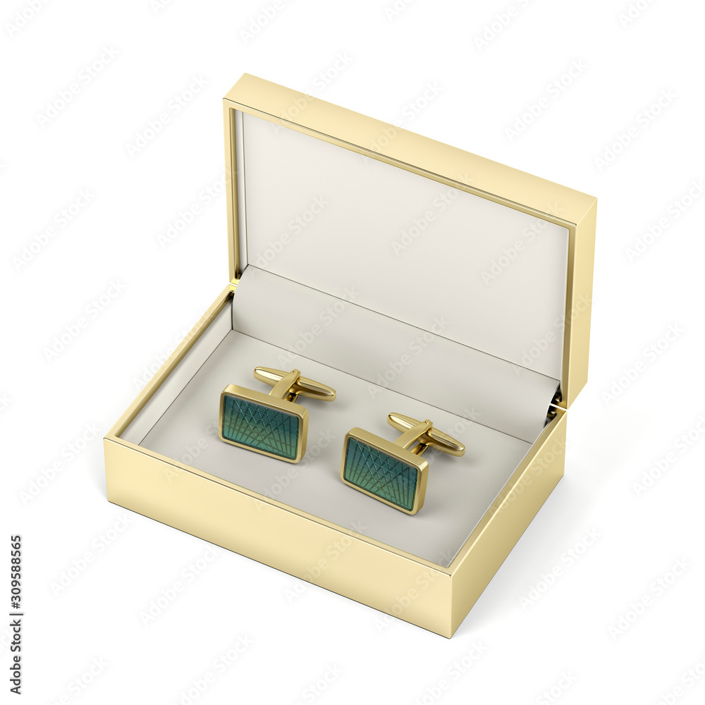 Golden box with cufflinks