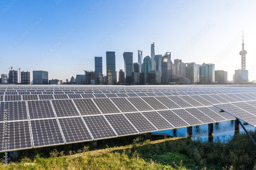 solar with city skyline