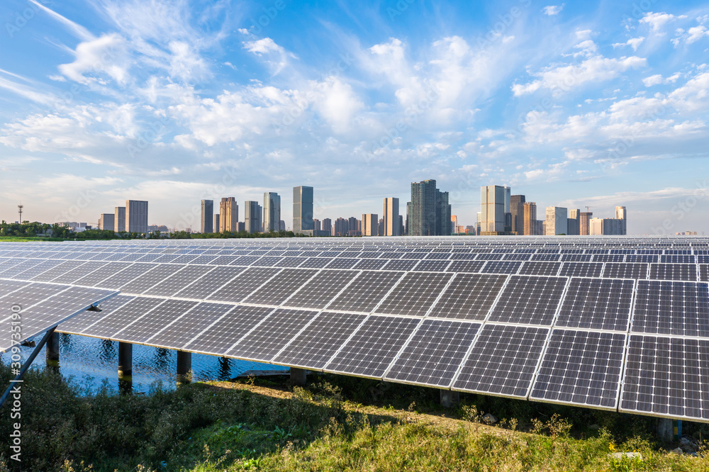 solar with city skyline