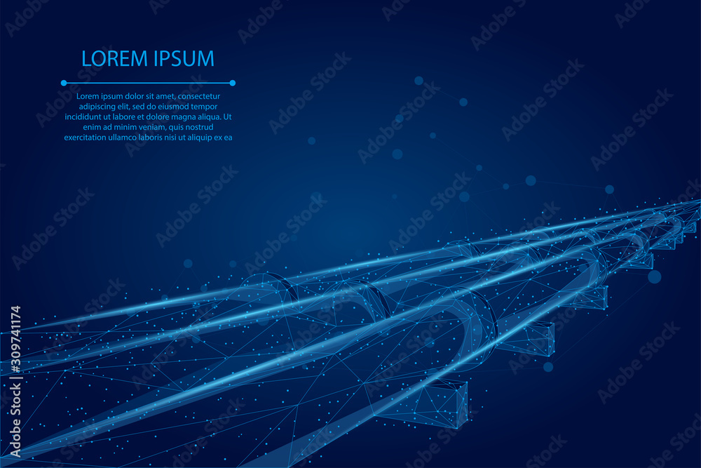 Abstract mash line and point Oil pipeline. Petroleum fuel industry transportation line connection do