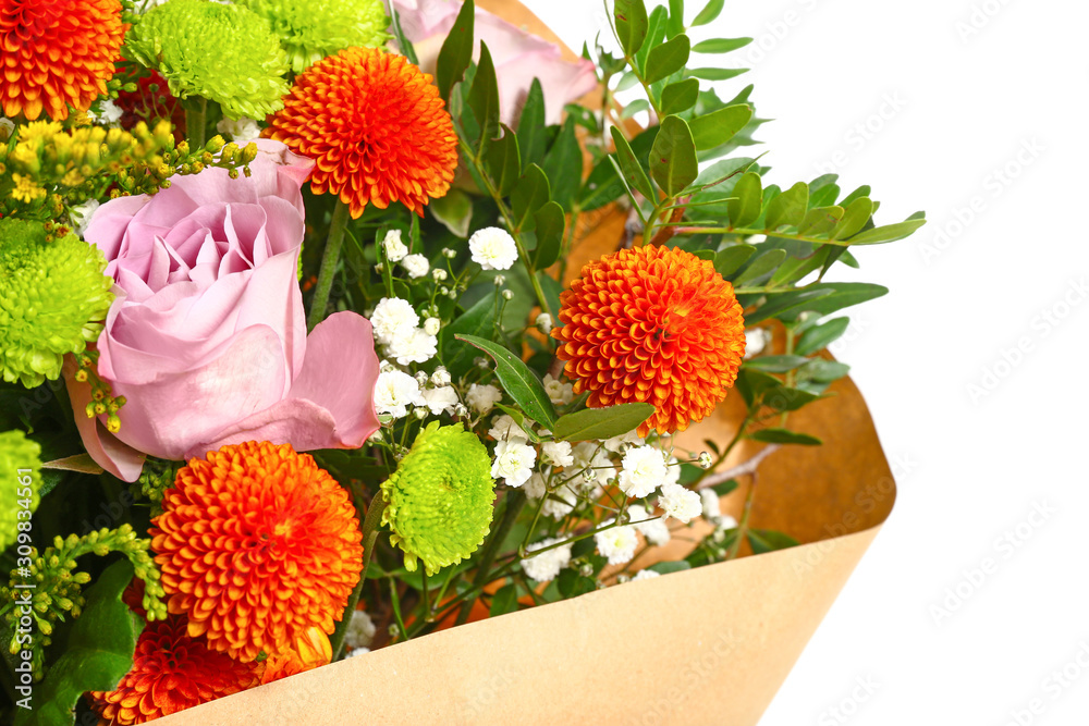 Beautiful bouquet on white background, closeup