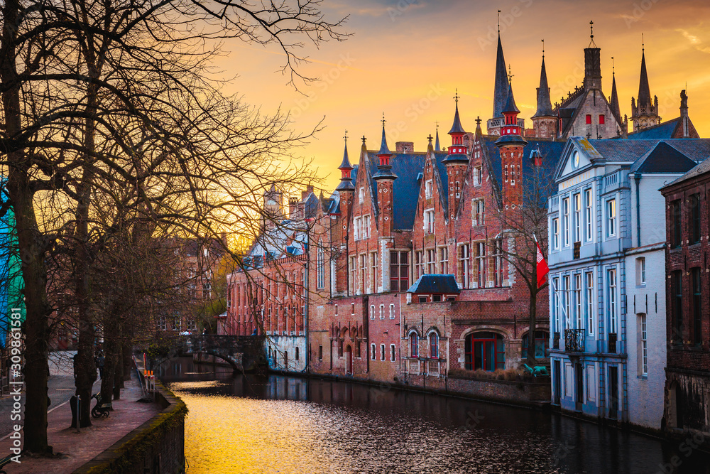 Historic city center of Brugge, Flanders, Belgium