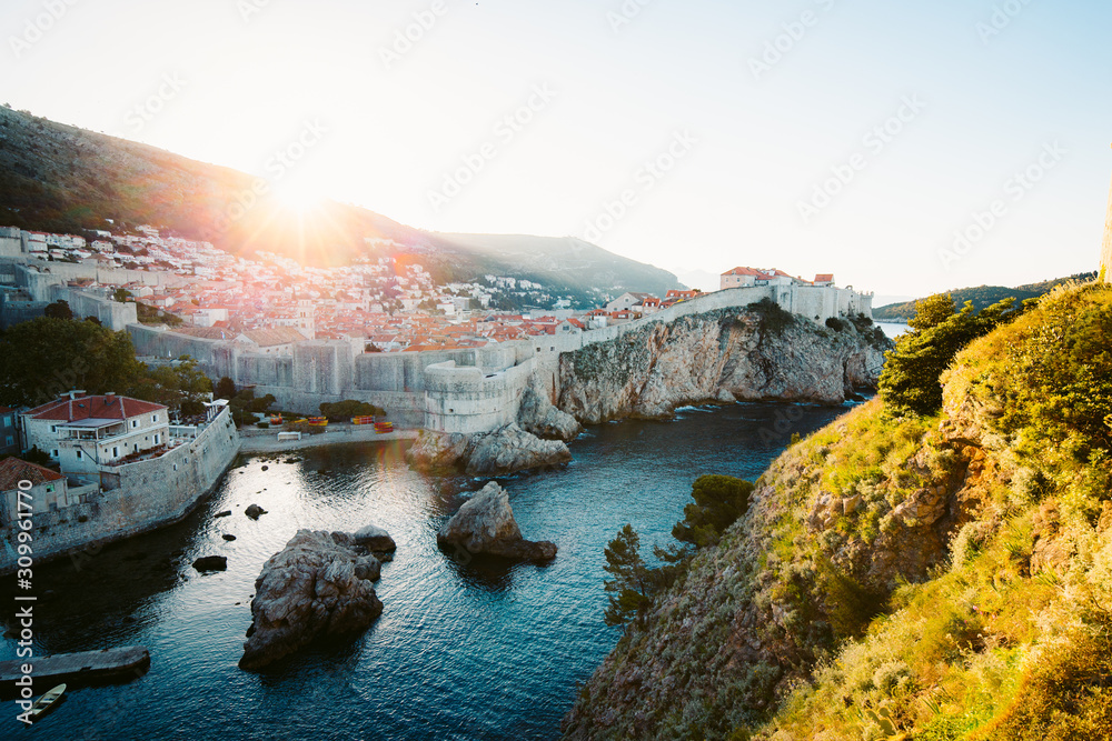 Historic town of Dubrovnik at sunrise, Dalmatia, Croatia