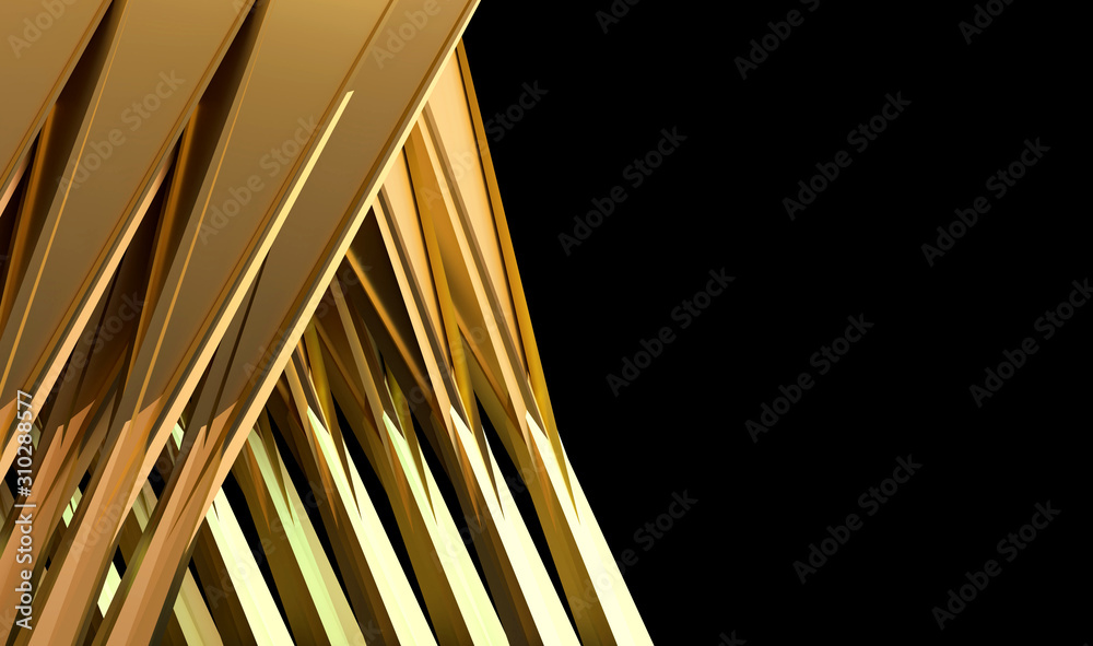 Abstract Futuristic Golden background, with black space 3d rendering.