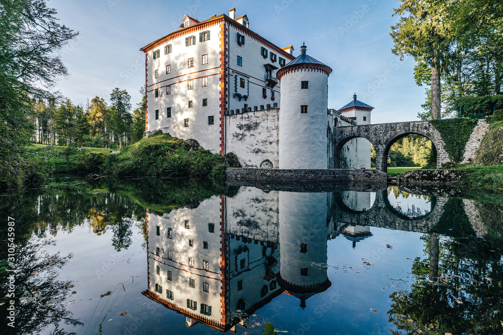 Famous 13th century Sneznik Castle (Grad Snežnik, Schloß Schneeberg), Slovenia. State castle Sneznik