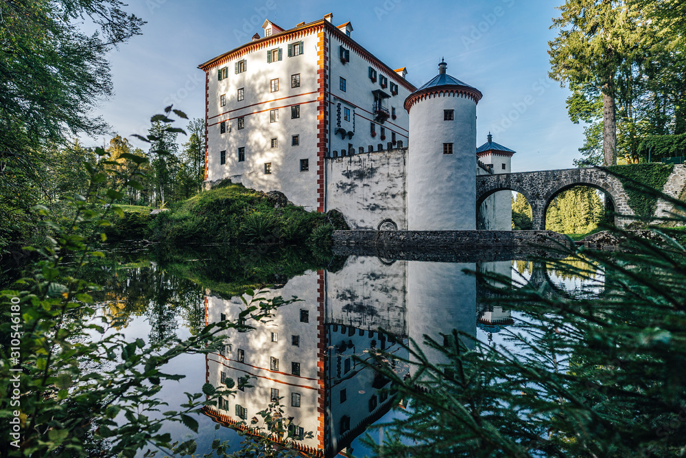 Famous 13th century Sneznik Castle (Grad Snežnik, Schloß Schneeberg), Slovenia. State castle Sneznik