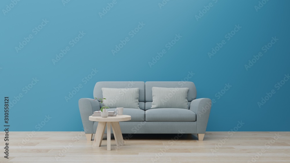 living room & luxury interior wall for classic blue color trend 2020.