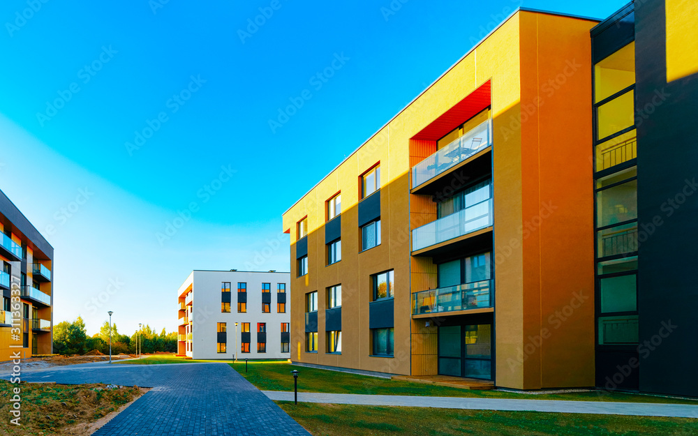 Residential Apartment homes facade architecture and outdoor facilities reflex