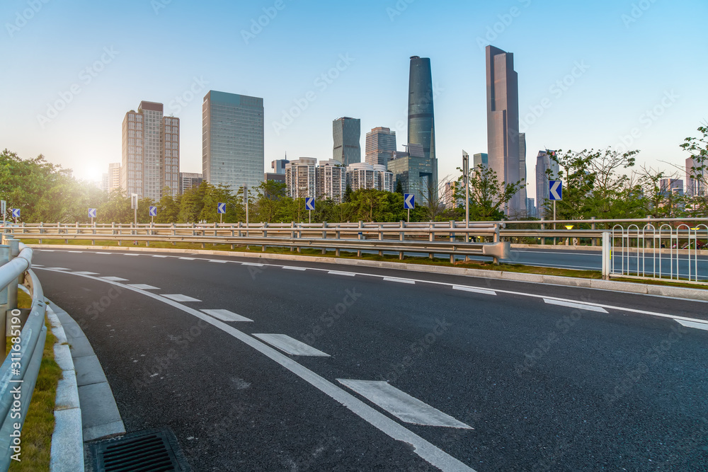 Guangzhou city roads and architectural landscape