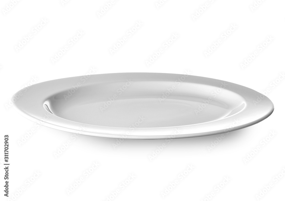 Empty ceramic plate on white background