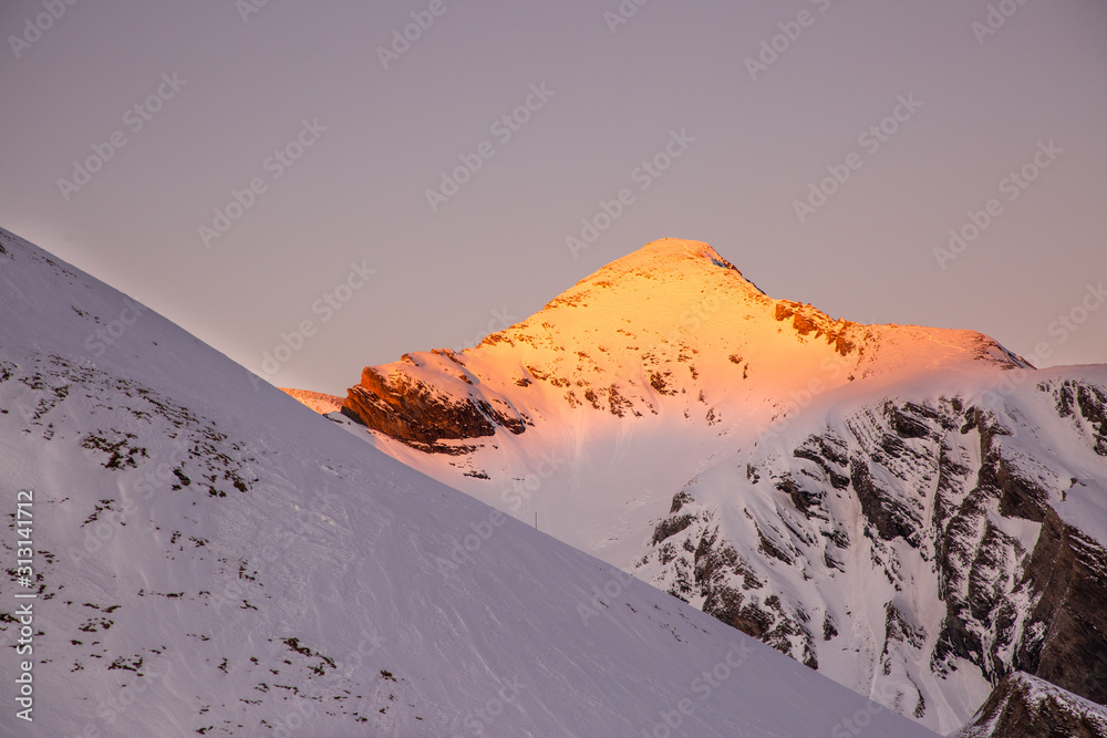 Natural scenery, snow on the high mountains in the cold winter of GRINDELWALD-FIRST TOP OF ADVENTURE