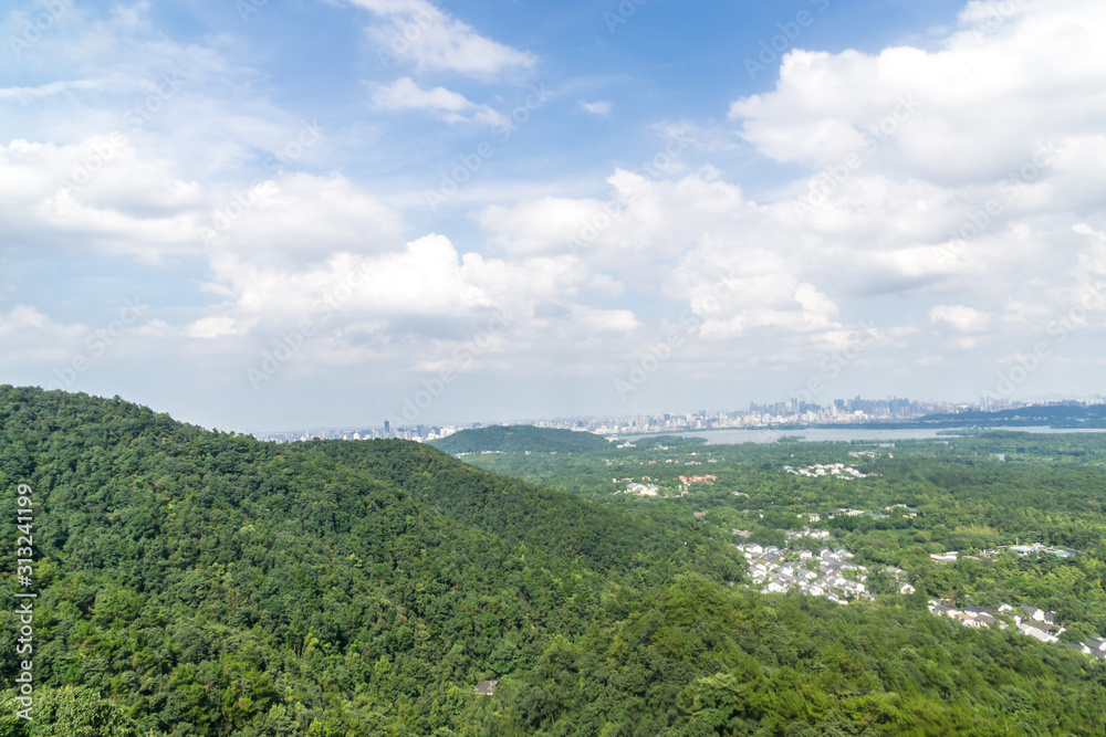 中国杭州全景城市天际线