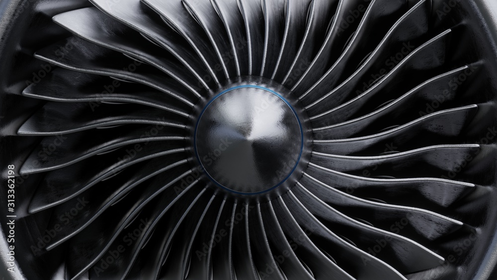 Front View for jet engine,3D rendering