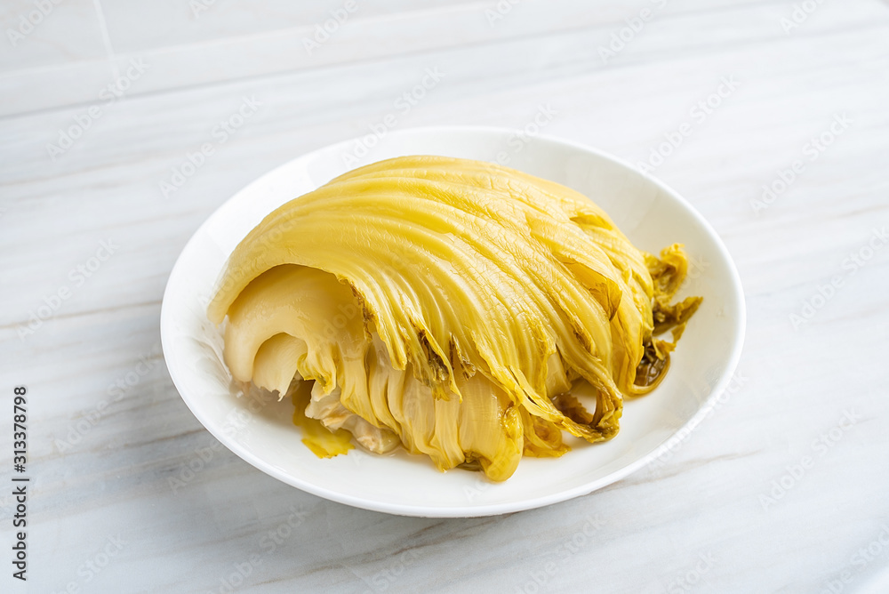 Chinese traditional cuisine golden yellow sauerkraut