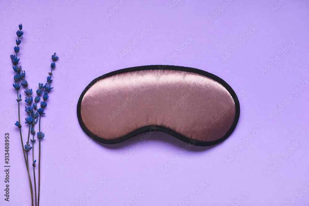 Sleep mask with lavender on color background