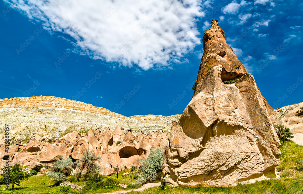 Remains of Zelve Monastery in Cappadocia, Turkey