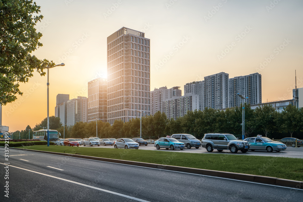 济南金融区路面与现代建筑