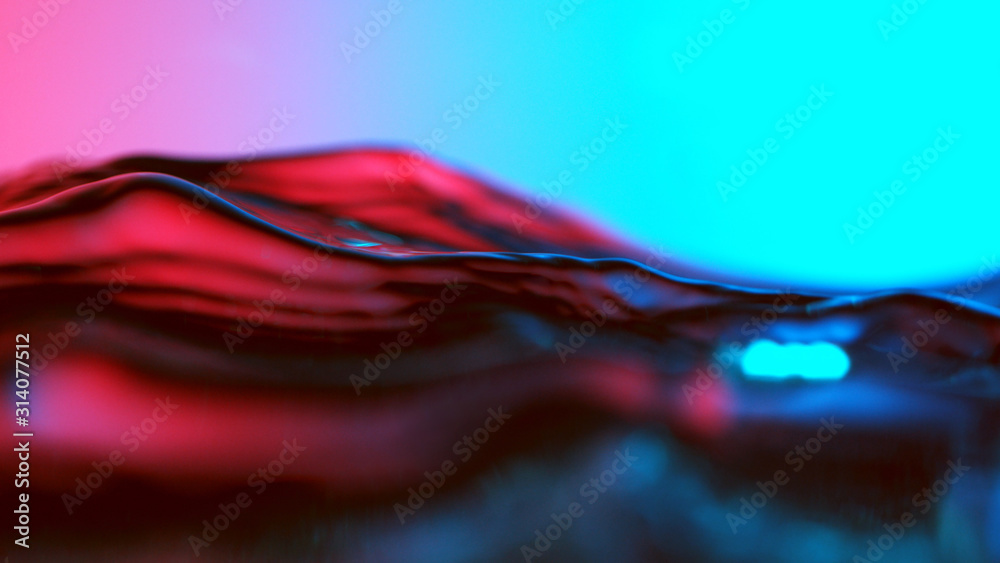 Detail of water waves in neon lights