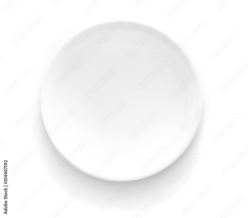 Empty ceramic plate on white background