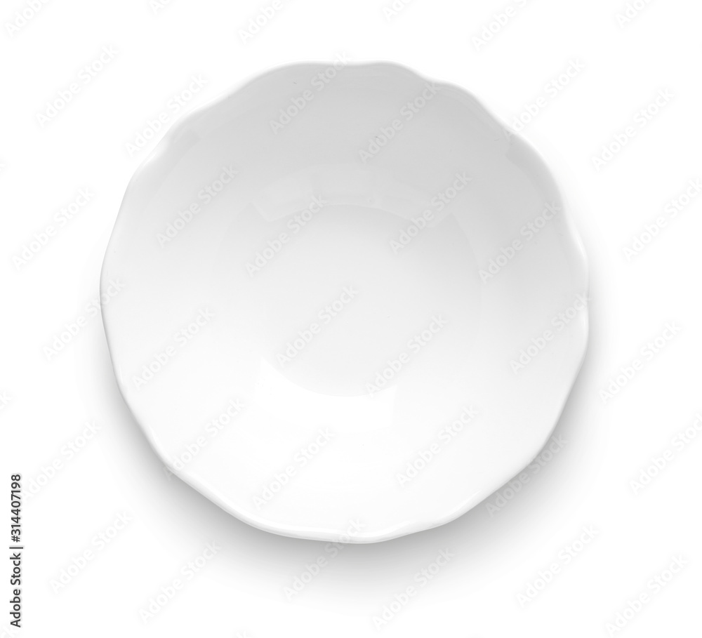 Empty ceramic plate on white background