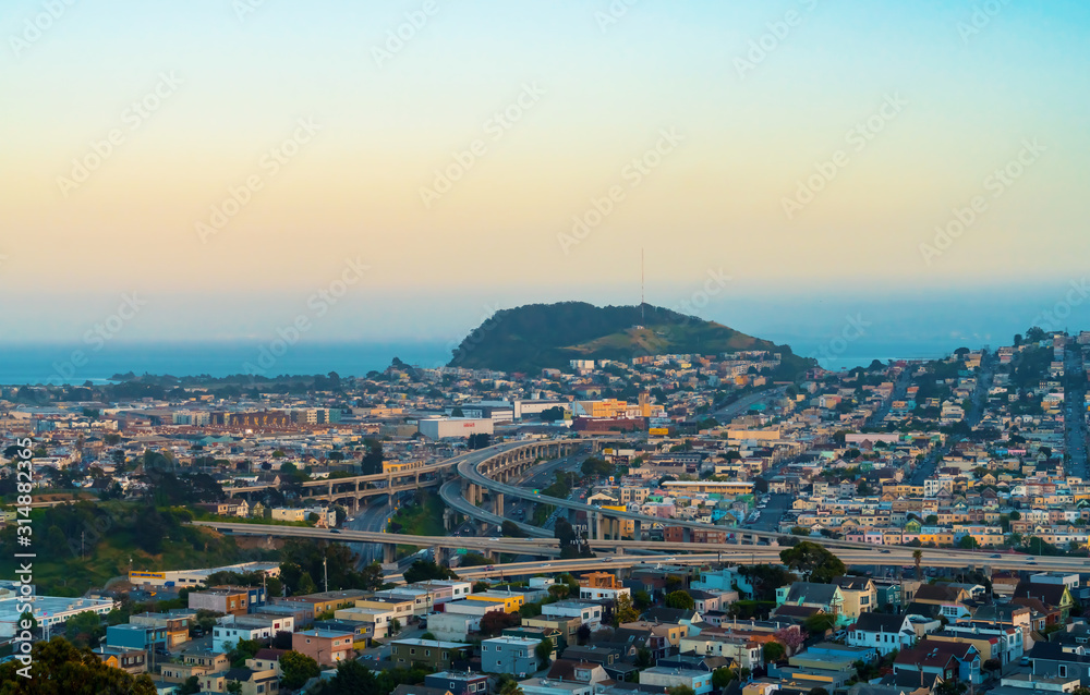 View of San Franciscos highways at twilight