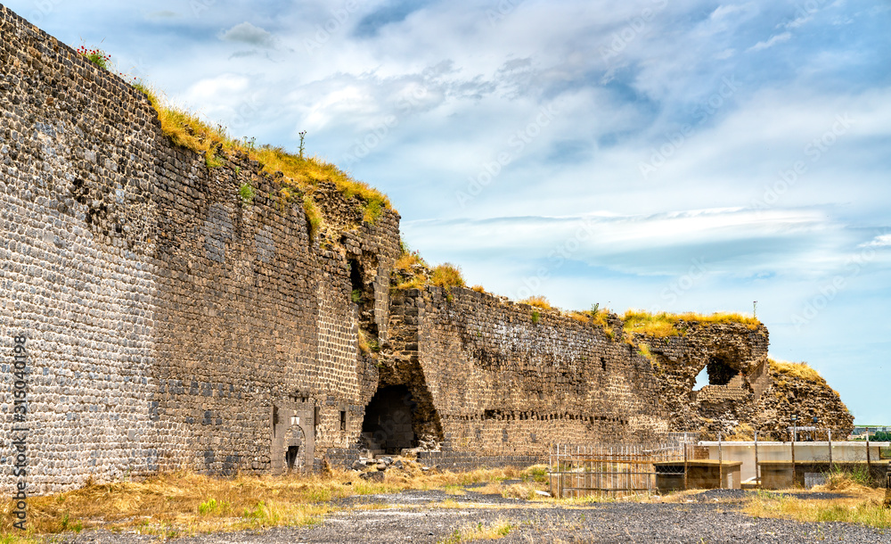 Walls of Diyarbakir Fortress in Turkey