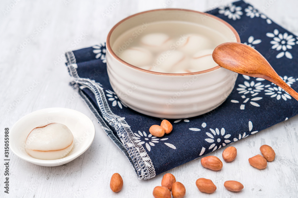 Chinese Lantern Festival traditional cuisine peanut dumplings on the table