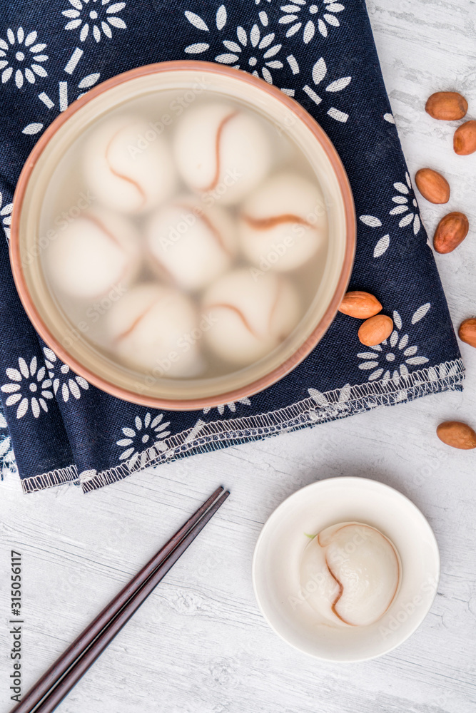 Chinese Lantern Festival traditional cuisine peanut dumplings on the table