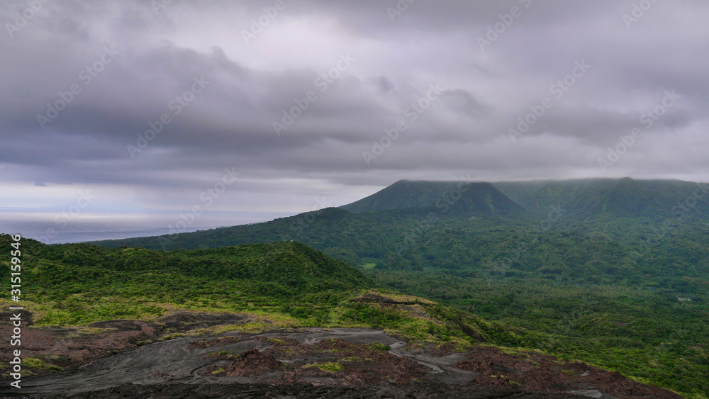 Spectacular shot of the untouched green rainforest near Mount Yasur in Vanuatu.