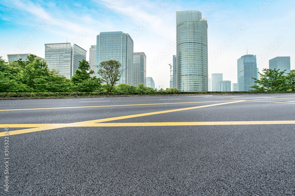 empty highway with cityscape of China