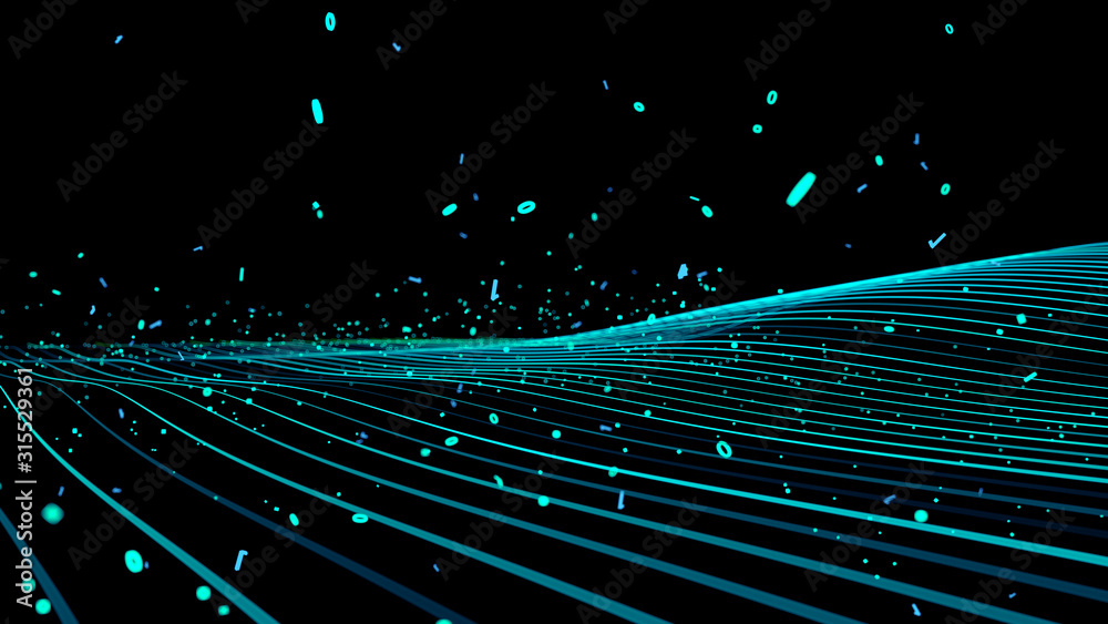 3D渲染技术粒子线网络空间