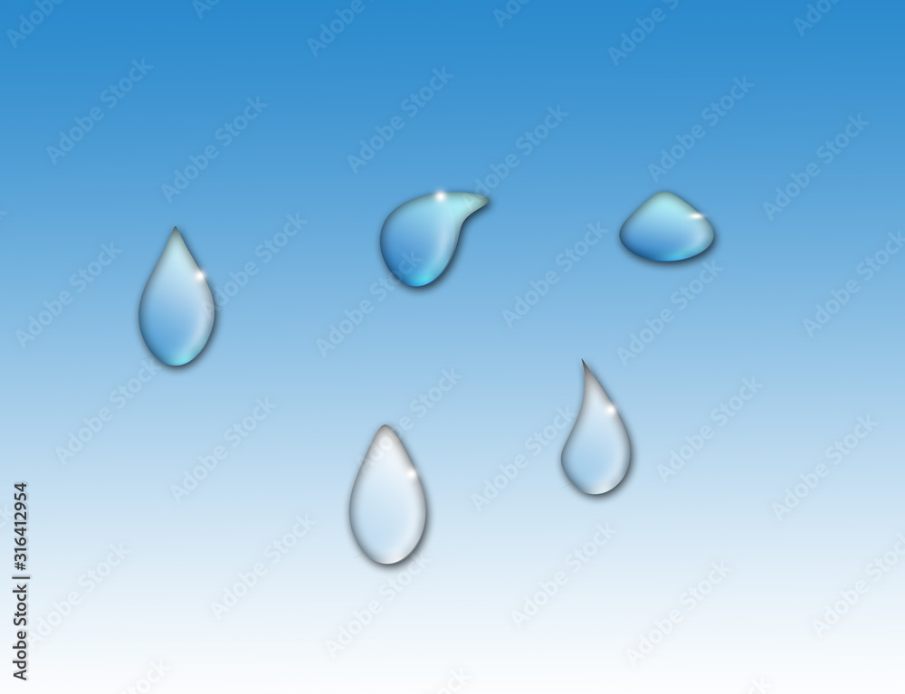 Beautiful water droplets On a blue and white background.Refreshing concept.For logos, advertising, i