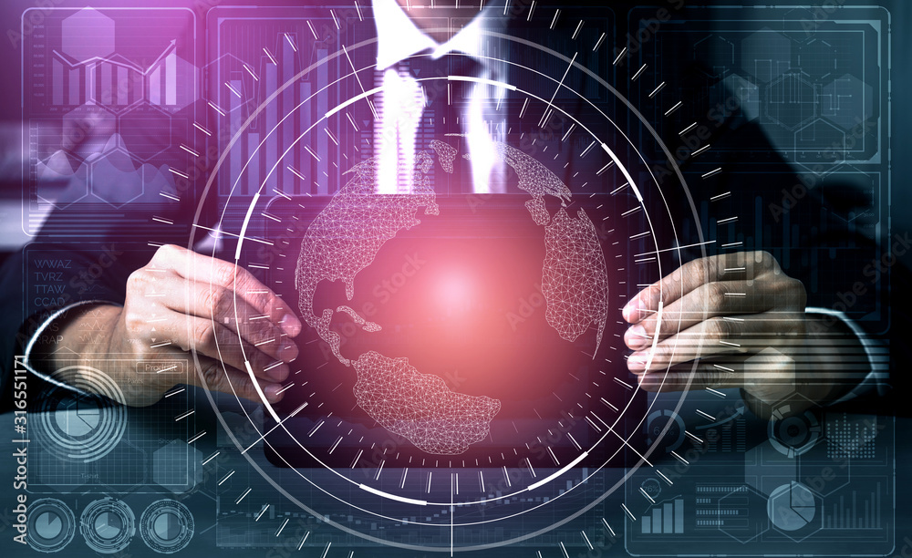 Data Analysis for Business and Finance Concept. Graphic interface showing future computer technology