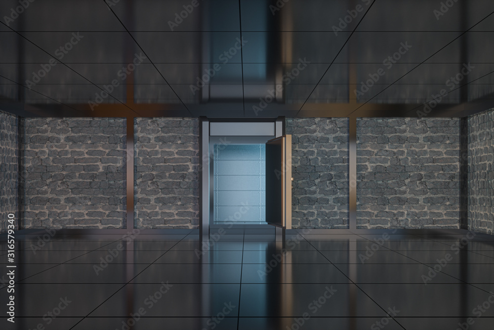 Safety gate and coded lock,abstract conception,3d rendering.